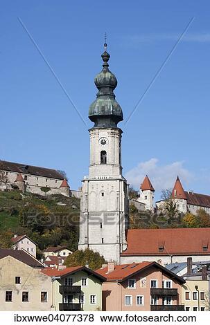 Pfarrkirche St. Jakob, Altstadt, Burghausen, Oberbayern, Bayern, Deutschland, Europa View Large Photo Image Stock Photo - Pfarrkirche St. Jakob, Altstadt, Burghausen, Oberbayern, Bayern, Deutschland, Europa. Fotosearch
