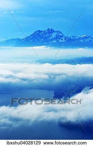 Stock Photo - Pilatus uber dem Nebelmeer mit Vierwaldstattersee, Kanton Zug, Schweiz, Europa. Fotosearch