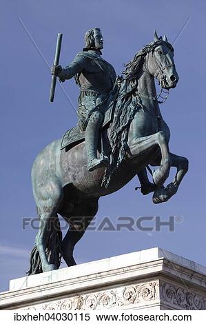 Stock Photography - Reiterstatue Philip IV., Plaza de Oriente, Madrid, Spanien, Europa. Fotosearch