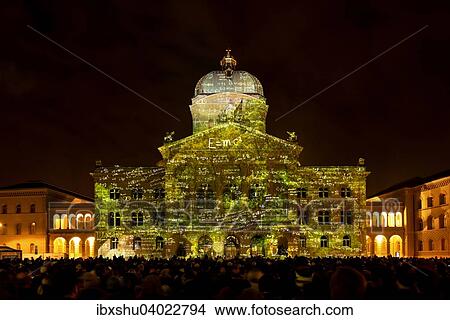Rendez-vous Bundesplatz, Lichtinstallation am Bundeshaus, Bundesplatz, UNESCO Weltkulturerbe, Kanton Bern, Schweiz, Europa View Large Photo Image Picture - Rendez-vous Bundesplatz, Lichtinstallation am Bundeshaus, Bundesplatz, UNESCO Weltkulturerbe, Kanton Bern, Schweiz, Europa. Fotosearch