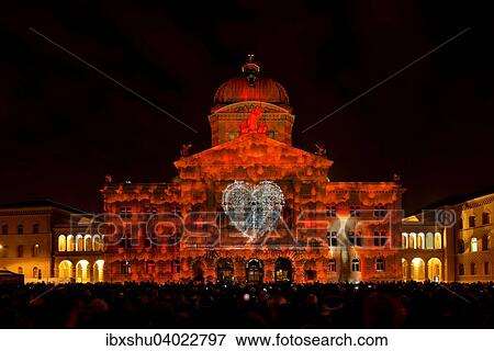 Rendez-vous Bundesplatz, Lichtinstallation am Bundeshaus, Bundesplatz, UNESCO Weltkulturerbe, Kanton Bern, Schweiz, Europa View Large Photo Image Stock Photo - Rendez-vous Bundesplatz, Lichtinstallation am Bundeshaus, Bundesplatz, UNESCO Weltkulturerbe, Kanton Bern, Schweiz, Europa. Fotosearch