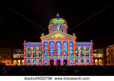Rendez-vous Bundesplatz, Lichtinstallation am Bundeshaus, Bundesplatz, UNESCO Weltkulturerbe, Kanton Bern, Schweiz, Europa View Large Photo Image Stock Photograph - Rendez-vous Bundesplatz, Lichtinstallation am Bundeshaus, Bundesplatz, UNESCO Weltkulturerbe, Kanton Bern, Schweiz, Europa. Fotosearch