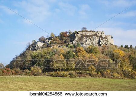 Stock Photograph - Ruine der Festung Hohentwiel im Herbst, bei Singen, Baden-Wurttemberg, Deutschland, Europa. Fotosearch
