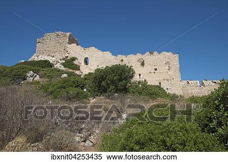 Ruine der Johanniterburg Kastellos Kritinia, Rhodos, Dodekanes, Griechenland, Europa View Large Photo Image Stock Photography - Ruine der Johanniterburg Kastellos Kritinia, Rhodos, Dodekanes, Griechenland, Europa. Fotosearch