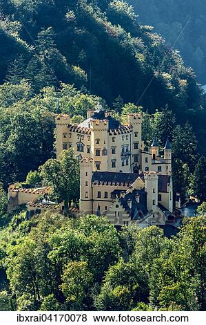 Schloss Hohenschwangau, Schwangau, Konigswinkel, Ostallgau, Allgau, Schwaben, Bayern, Deutschland, Europa View Large Photo Image Stock Photo - Schloss Hohenschwangau, Schwangau, Konigswinkel, Ostallgau, Allgau, Schwaben, Bayern, Deutschland, Europa. Fotosearch