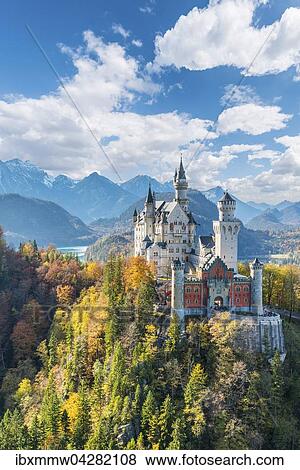 Schloss Neuschwanstein im Herbst, hinten Alpsee, Schwangau, Ostallgau, Allgau, Schwaben, Oberbayern, Bayern, Deutschland, Europa View Large Photo Image Stock Photo - Schloss Neuschwanstein im Herbst, hinten Alpsee, Schwangau, Ostallgau, Allgau, Schwaben, Oberbayern, Bayern, Deutschland, Europa. Fotosearch