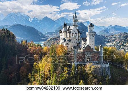 Schloss Neuschwanstein im Herbst, hinten Alpsee, Schwangau, Ostallgau, Allgau, Schwaben, Oberbayern, Bayern, Deutschland, Europa View Large Photo Image Stock Photo - Schloss Neuschwanstein im Herbst, hinten Alpsee, Schwangau, Ostallgau, Allgau, Schwaben, Oberbayern, Bayern, Deutschland, Europa. Fotosearch