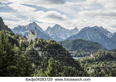 Schloss Neuschwanstein, Schwangau, Ostallgau, Allgau, Bayern, Deutschland, Europa View Large Photo Image Stock Photo - Schloss Neuschwanstein, Schwangau, Ostallgau, Allgau, Bayern, Deutschland, Europa. Fotosearch