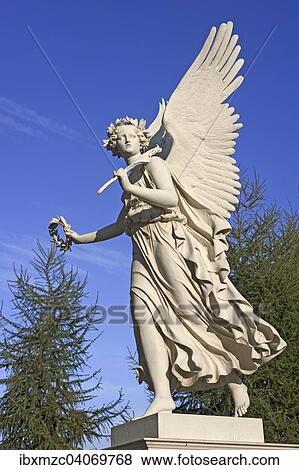 Stock Photo - Schwebende Viktoria, Siegesgottin, Skulptur, Burggarten, Schloss Schwerin, Schwerin, Mecklenburg-Vorpommern, Deutschland, Europa. Fotosearch