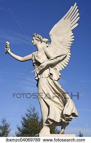 Schwebende Viktoria, Siegesgottin, Skulptur, Burggarten, Schloss Schwerin, Schwerin, Mecklenburg-Vorpommern, Deutschland, Europa View Large Photo Image Stock Photo - Schwebende Viktoria, Siegesgottin, Skulptur, Burggarten, Schloss Schwerin, Schwerin, Mecklenburg-Vorpommern, Deutschland, Europa. Fotosearch