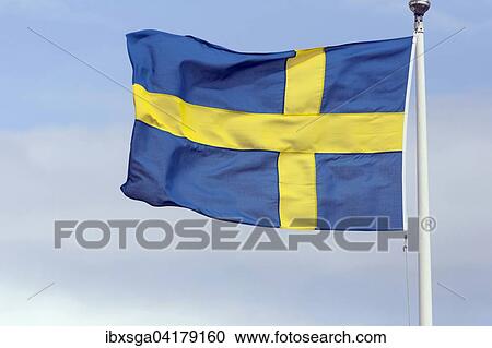 Stock Image - Schwedische Nationalflagge, Stockholm, Schweden, Europa. Fotosearch