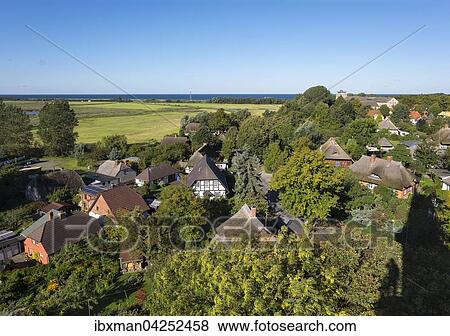 Sicht vom Kirchturm auf Ostseebad Wustrow, Fischland, Fischland-Darss-Zingst, Mecklenburg-Vorpommern, Deutschland, Europa View Large Photo Image Stock Photo - Sicht vom Kirchturm auf Ostseebad Wustrow, Fischland, Fischland-Darss-Zingst, Mecklenburg-Vorpommern, Deutschland, Europa. Fotosearch
