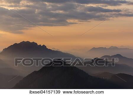 Sonnenaufgang uber den Bayerischen Alpen, Herzogstand, Oberbayern, Bayern, Deutschland, Europa View Large Photo Image Stock Photo - Sonnenaufgang uber den Bayerischen Alpen, Herzogstand, Oberbayern, Bayern, Deutschland, Europa. Fotosearch