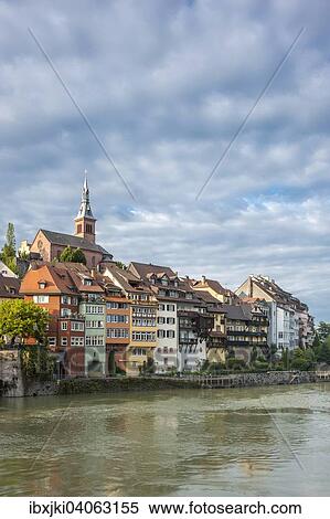 Stock Photography - Stadtansicht mit Rhein, Laufenburg, Schwarzwald, Baden-Wurttemberg, Deutschland, Europa. Fotosearch