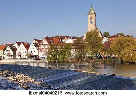 Stadtansicht mit Stadtkirche Sankt Laurentius, Neckar, Nurtingen, Baden-Wurttemberg, Deutschland, Europa View Large Photo Image Stock Photograph - Stadtansicht mit Stadtkirche Sankt Laurentius, Neckar, Nurtingen, Baden-Wurttemberg, Deutschland, Europa. Fotosearch