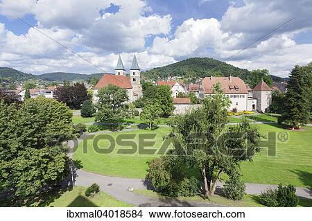 Picture - Stadtkirche Murrhardt und Kloster Murrhardt, Murrhardt, Schwabischer Wald, Rems Murr Kreis, Baden Wurttemberg, Deutschland, Europa. Fotosearch
