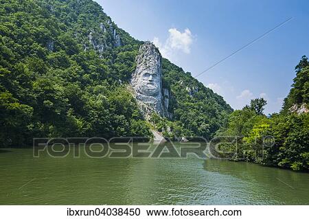 Statue des Decebalus, Naturpark Eisernes Tor, Donautal, Rumanien, Europa View Large Photo Image Stock Image - Statue des Decebalus, Naturpark Eisernes Tor, Donautal, Rumanien, Europa. Fotosearch