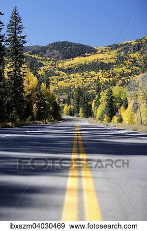 Strassenabschnitt der US 160 am Wolf Creek Pass im Altweibersommer, Indian Summer, Colorado, USA, Nordamerika View Large Photo Image Stock Photo - Strassenabschnitt der US 160 am Wolf Creek Pass im Altweibersommer, Indian Summer, Colorado, USA, Nordamerika. Fotosearch