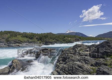 Stock Photography - Stromschnellen des Rio Baker, Cochrane, Region de Aysen, Chile, Sudamerika. Fotosearch