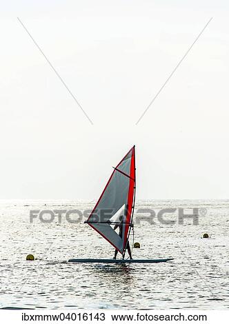 Stock Image - Surfer, Silhouette, Sestri Levante, Ligurien, Italien, Europa. Fotosearch