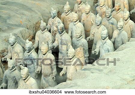 Picture - Terrakotta-Armee, Grabanlage Halle 1, Mausoleum Qin Shihuangdis, Xi'an, Provinz Shaanxi, China, Asien. Fotosearch