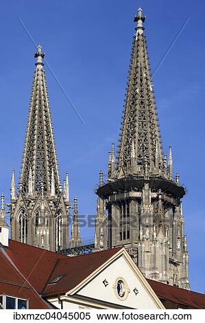 Turme vom Regensburger Dom, fertiggestellt um 1860, Regensburg, Oberpfanz, Bayern, Deutschland, Europa View Large Photo Image Stock Photography - Turme vom Regensburger Dom, fertiggestellt um 1860, Regensburg, Oberpfanz, Bayern, Deutschland, Europa. Fotosearch