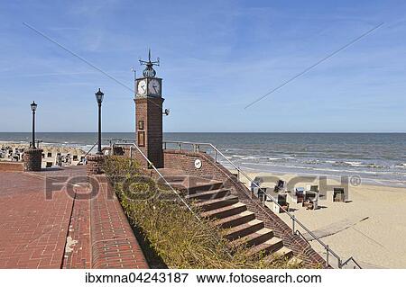Stock Photo - Uhrtreppe am Strand, Wangerooge, Friesland, Niedersachsen, Deutschland, Europa. Fotosearch