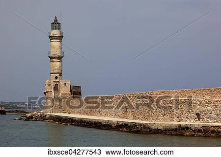Venezianischer Leuchtturm am Hafen, Chania, Kreta, Griechenland, Europa View Large Photo Image Stock Image - Venezianischer Leuchtturm am Hafen, Chania, Kreta, Griechenland, Europa. Fotosearch