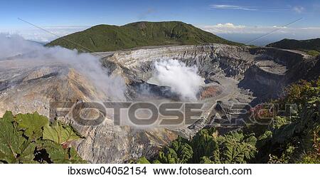 Picture - Vulkan Poas mit Rauchfahne, Kratersee Laguna Caliente, Nationalpark Vulkan Poas, Alajuela, Costa Rica, Nordamerika. Fotosearch