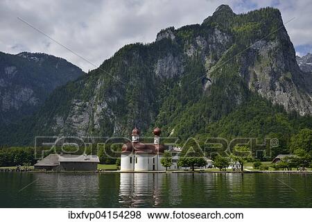 Stock Photo - Wallfahrtskirche St. Bartholoma am Konigssee, Oberbayern, Bayern, Deutschland, Europa. Fotosearch