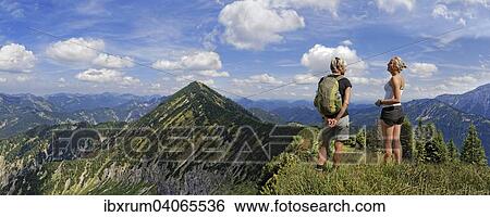 Wanderer auf dem Blaubergkamm mit Ausblick zur Halserspitze, Wildbad Kreuth, Bayern, Deutschland, Europa View Large Photo Image Stock Photograph - Wanderer auf dem Blaubergkamm mit Ausblick zur Halserspitze, Wildbad Kreuth, Bayern, Deutschland, Europa. Fotosearch