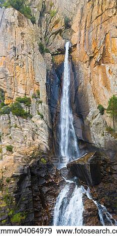 Stock Photo - Wasserfall Cascade de Piscia di Gallo, Piscia di Ghjaddu, auch Hahnenpiss, 70 m, Alta Rocca, Korsika, Frankreich, Europa. Fotosearch