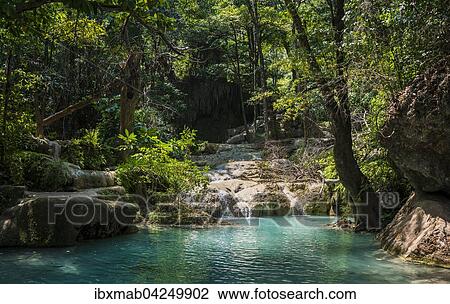 Wasserfall im Erawan-Nationalpark, Provinz Kanchanaburi, Thailand, Asien View Large Photo Image Stock Image - Wasserfall im Erawan-Nationalpark, Provinz Kanchanaburi, Thailand, Asien. Fotosearch