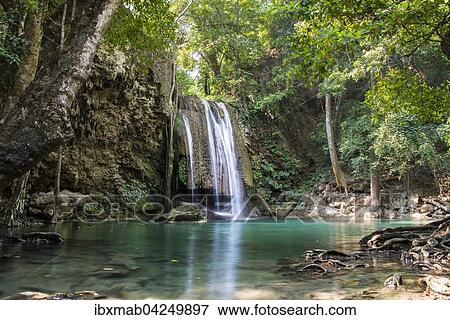 Wasserfall im Erawan-Nationalpark, Provinz Kanchanaburi, Thailand, Asien View Large Photo Image Stock Photo - Wasserfall im Erawan-Nationalpark, Provinz Kanchanaburi, Thailand, Asien. Fotosearch