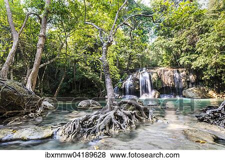 Wasserfall im Erawan-Nationalpark, Provinz Kanchanaburi, Thailand, Asien View Large Photo Image Stock Photo - Wasserfall im Erawan-Nationalpark, Provinz Kanchanaburi, Thailand, Asien. Fotosearch