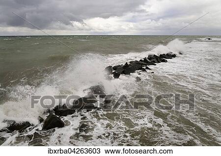 Wellenbrecher am Strand von Wustrow bei sturmischer See, Mecklenburg-Vorpommern, Deutschland, Europa View Large Photo Image Stock Image - Wellenbrecher am Strand von Wustrow bei sturmischer See, Mecklenburg-Vorpommern, Deutschland, Europa. Fotosearch