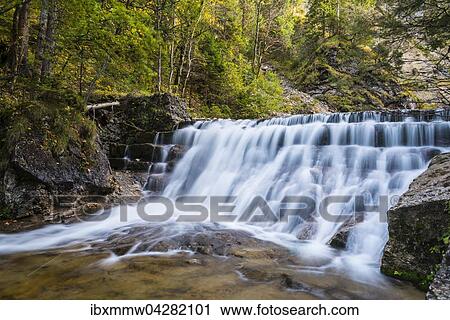 Stock Image - Wildbach mit Wasserfall in der Pollatschlucht, Schwangau, Ostallgau, Allgau, Schwaben, Bayern, Deutschland, Europa. Fotosearch