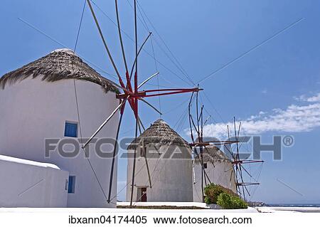 Windmuhlen, Mykonos-Stadt, Mykonos, Kykladen, Griechenland, Europa View Large Photo Image Stock Photography - Windmuhlen, Mykonos-Stadt, Mykonos, Kykladen, Griechenland, Europa. Fotosearch