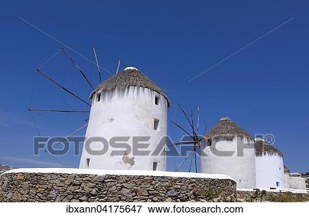 Windmuhlen von Mykonos Chora, Kykladen, Griechenland, Europa View Large Photo Image Stock Photo - Windmuhlen von Mykonos Chora, Kykladen, Griechenland, Europa. Fotosearch