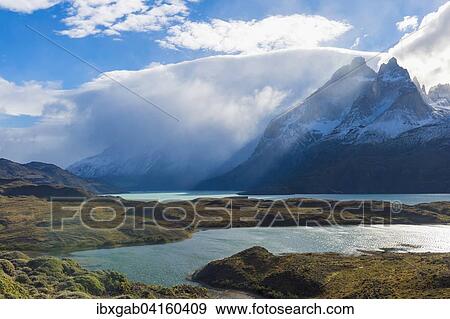 Wolkenformation uber Lago Nordenskjold, Nationalpark Torres del Paine, Patagonien, Chile, Sudamerika View Large Photo Image Stock Photo - Wolkenformation uber Lago Nordenskjold, Nationalpark Torres del Paine, Patagonien, Chile, Sudamerika. Fotosearch