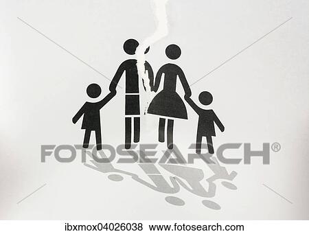 Zerrissene Familie, Illustration, Symbolbild gescheiterte Beziehung, Trennung View Large Photo Image Stock Photo - Zerrissene Familie, Illustration, Symbolbild gescheiterte Beziehung, Trennung. Fotosearch