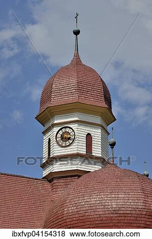 Stock Photo - Zwiebelturm der Wallfahrtskirche St. Bartholoma am Konigssee, Oberbayern, Bayern, Deutschland, Europa. Fotosearch