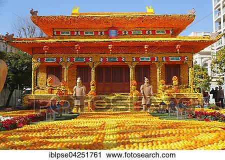 82nd Lemon Festival, Fete du Citron, Chinese pavilion made of lemons and oranges, Jardins Bioves, Menton, Alpes-Maritimes department, Cote d'Azur, France, Europe View Large Photo Image Stock Image - 82nd Lemon Festival, Fete du Citron, Chinese pavilion made of lemons and oranges, Jardins Bioves, Menton, Alpes-Maritimes department, Cote d'Azur, France, Europe. Fotosearch