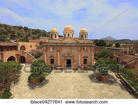 Stock Image - Agia Triada, Holy Trinity Monastery, cross-domed church, Akrotiri Peninsula, Crete, Greece, Europe. Fotosearch