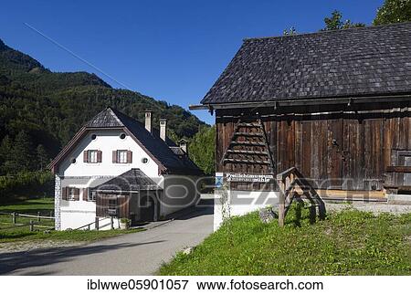 Stock Photo - Anzenaumühle Open-Air Museum, Lauffen, Salzkammergut, Upper Austria, Austria, Europe. Fotosearch