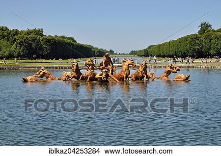 Apollo fountain with Apollo in the sun chariot, castle gardens, Palace of Versailles, UNESCO World Heritage Site, Versailles, Yvelines, Region Ile-de-France, France, Europe View Large Photo Image Picture - Apollo fountain with Apollo in the sun chariot, castle gardens, Palace of Versailles, UNESCO World Heritage Site, Versailles, Yvelines, Region Ile-de-France, France, Europe. Fotosearch