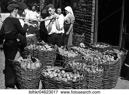 Stock Photo - Apples, market, ca. 1922, exact place unknown, Germany, Europe. Fotosearch