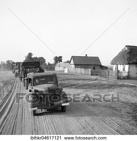 Stock Image - Attack on the Soviet Union, Operation Barbarossa, original caption: column in Rudowinia, First Polish-Russian village, Rudowinia, Belarus, Europe. Fotosearch