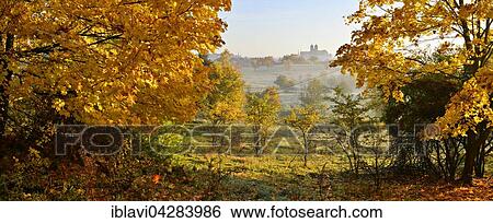 Stock Photograph - Autumn landscape in Quedlinburg, castle hill with collegiate church of St. Servatius behind, UNESCO, Quedlinburg, Saxony-Anhalt, Germany, Europe. Fotosearch