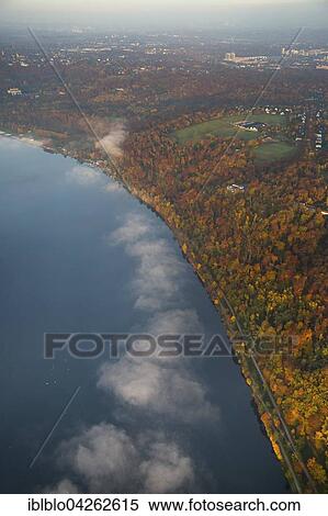 Stock Photography - Baldeneysee Ruhr reservoir and Essen Hill, autumn mood, Essen, Ruhr district, North Rhine-Westphalia, Germany, Europe. Fotosearch